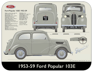 Ford Popular 103E 1953-59 Place Mat, Medium